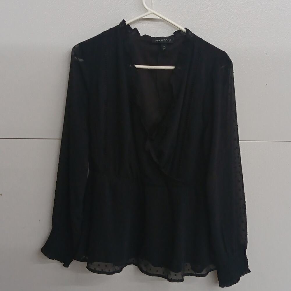 EUC Lane Bryant Black Swiss Dot Top Size 14